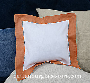 Pillow Sham Cover 26x26 Square White with Raw Sienna color - Click Image to Close